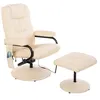 Image de Fauteuil de massage et relaxation électrique pivotant inclinable avec repose-pied revêtement synthétique beige