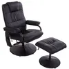 Image de Fauteuil de massage et relaxation électrique pivotant inclinable avec repose-pied revêtement synthétique noir