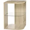 Image de Guéridon design contemporain étagère verre trempé aspect chêne clair