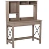 Image de Bureau bibliothèque 2 en 1 - 3 niches 4 espaces de rangement - panneaux particules aspect bois marron clair métal noir