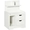 Image de Chevet table de nuit multi-rangement 2 tiroirs niche étagère plateau panneaux particules blanc