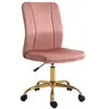 Image de Vinsetto Chaise de bureau style Art déco hauteur réglable pivotante 360° piètement métal doré velours rose poudré