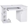Image de Bureau informatique multimédia multi-rangements avec étagère tiroir tablette clavier MDF 120 x 60 x 74 cm blanc