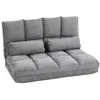 Image de Chauffeuse - matelas d'appoint pliant - fauteuil convertible - inclinaison dossier réglable 14 positions - 2 coussins inclus - polyester aspect suédé gris