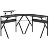 Image de Bureau gaming d'angle bureau gamer bureau informatique bracket casque porte-gobelet étagère écran réglable métal panneaux texture carbone noir