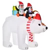 Image de Ours polaire gonflable de Noël décoration gonflable LED de Noël 2,06H m lumières LED 2 pingouins blanc