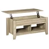Image de Table basse rectangulaire plateau relevable 2 niches et coffre panneaux particules aspect chêne clair