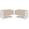 Image de Lot de 2 tables de chevet murales - lot de 2 tables de nuit - tiroir coulissant, étagère, plateau - panneaux particules bicolore aspect chêne clair blanc