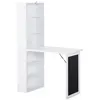 Image de Bureau mural pliable table murale rabattable suspendue sur pied avec bibliothèque tableau à craie intégré panneaux particules blanc