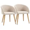Image de HOMCOM Chaises de visiteur design scandinave - lot de 2 chaises - pieds inclinés effilés bois caoutchouc - assise dossier accoudoirs ergonomiques aspect lin beige