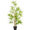 Image de Bambous artificiels 1,20H m - lot de 2 bambous artificiels - 369 feuilles réalistes par bambou avec vrais troncs - pot inclus noir vert