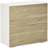 Image de Commode meuble de rangement style contemporain 4 tiroirs 76 x 35 x 72 cm blanc et couleur bois