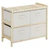 Image de Commode 4 tiroirs tissu polyester beige dim. 59L x 28l x 50H cm bois sapin