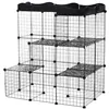 Image de Cage parc enclos chat modulable dim. L105 x l70 x H105 cm 3 niveaux 2 portes rampe plateformes PE motif graphique fil métallique noir