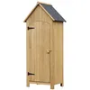 Image de Armoire abri de jardin remise pour outils 3 étagères porte loquet toit pente bitumé dim. 77L x 54l x 179H cm bois sapin pré-huilé