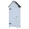 Image de Armoire abri de jardin remise pour outils 3 étagères porte loquet toit pente bitumé dim. 77L x 54l x 179H cm bois sapin pré-huilé blanc