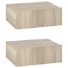 Image de Lot de 2 tables de chevet murales - lot de 2 tables de nuit - tiroir coulissant, plateau - panneaux particules aspect chêne clair