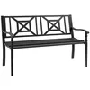 Image de Banc de jardin 2 places style fer forgé dim. 128L x 62.5l x 81.5H cm piètement avant effilé accoudoirs courbés métal thermolaqué anticorrosion noir