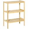 Image de Etagère de rangement 3 niveaux sur pied - étagères à lattes - dim. 62L x 33l x 80H cm - bois de bambou