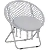 Image de Loveuse fauteuil rond de jardin fauteuil lune papasan pliable grand confort macramé coton polyester gris