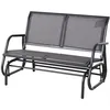 Image de Banc à bascule de jardin 2 places design contemporain grand confort accoudoirs assise, dossier ergonomique acier textilène gris