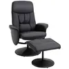 Image de Fauteuil relax inclinable pivotant style contemporain avec repose-pied revêtement synthétique noir