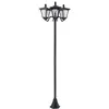 Image de Lampadaire de jardin luminaire extérieur solaire LED 3 têtes 120 Lm dim. 51,5L x 47l x 182,5H cm acier inox. plastique noir
