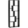 Image de Bibliothèque étagère meuble de rangement dim. 70L x 24l x 178H cm en zigazag et 8 espaces en panneau de particules noir