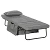 Image de Fauteuil relax canapé pouf lit d'appoint 4 en 1 dossier inclinable 5 niveaux repose-pied rabattable châssis acier noir polyester gris