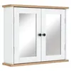 Image de Armoire murale de salle de bain avec étagère réglable et 2 portes avec miroir en MDF - dim. 56I x 14P x 46H cm