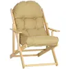 Image de Fauteuil chaise pliable et inclinable en bois grand confort avec coussin capitonné épais - dim. 71I x 89P x 96H cm - beige