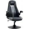 Image de Fauteuil gaming base ronde métal pivotante 360° hauteur réglable fonction dossier bascule accoudoirs relevables PU gris noir