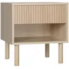 Image de Table de chevet table de nuit design Urban Craft - tiroir coulissant, niche - piètement cylindrique - panneaux particules aspect bois clair