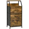 Image de Meuble de rangement colonne design industriel - 3 tiroirs, niche, étagère - châssis acier noir MDF aspect bois avec veinage