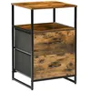Image de Chiffonnier design industriel - 2 tiroirs, niche, plateau - châssis acier noir MDF aspect bois avec veinage