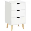 Image de Meuble de rangement chiffonnier 3 tiroirs design scandinave piètement effilé incliné bois pin panneaux blanc
