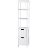 Image de Meuble colonne rangement salle de bain dim. 30L x 30l x 144H cm 2 tiroirs 3 étagères MDF blanc