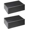 Image de Lot de 2 tables de chevet murales - lot de 2 tables de nuit - tiroir coulissant, plateau - panneaux particules noir