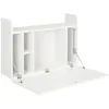 Image de Bureau mural pliable - table murale rabattable - 5 niches, étagère - panneaux particules blanc