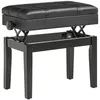 Image de Banquette tabouret siège pour piano coffre intégré hauteur réglable bois hévéa assise revêtement synthétique noir