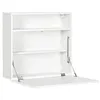 Image de Bureau mural pliable - table murale rabattable - niche, 2 étagères - panneaux particules blanc