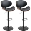 Image de Lot de 2 tabourets de bar design contemporain hauteur d'assise réglable 62-82 cm pivotant 360° bois revêtement synthétique noir