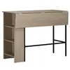 Image de Table de bar extensible design industriel - 3 étagères intégrées - châssis métal noir panneaux particules aspect bois gris