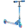 Image de Trottinette pliable enfant à partir de 3 ans roues repose-pied LED frein à friction arrière hauteur guidon réglable 4 niv. métal bleu