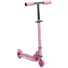 Image de Trottinette pliable enfant à partir de 3 ans roues repose-pied LED frein à friction arrière hauteur guidon réglable 4 niv. métal rose