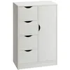 Image de Meuble de rangement moderne 1 porte 4 tiroirs - panneaux particules blanc grain de bois