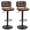 Image de Lot de 2 tabourets de bar Vintage capitonné - pivotant, réglable - repose-pied - revêtement synthétique marron effet vieilli