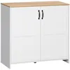 Image de Buffet 2 portes 2 étagères réglables panneaux particules blanc aspect bois clair