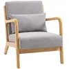 Image de Fauteuil lounge - 3 coussins inclus - assise profonde - accoudoirs - structure bois hévéa - aspect velours gris