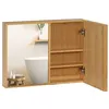 Image de Miroir de salle de bain avec placard 2 portes - 2 étagères - bois de bambou verni